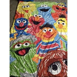 Vintage Sesame Street Character Toddler Quilt Blanket 80s 90s 55in X 39.5in